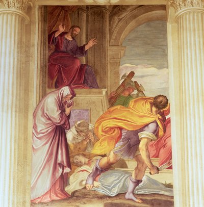 Murder of the Virgin (fresk) av Giambattista (1526 78) Zelotti