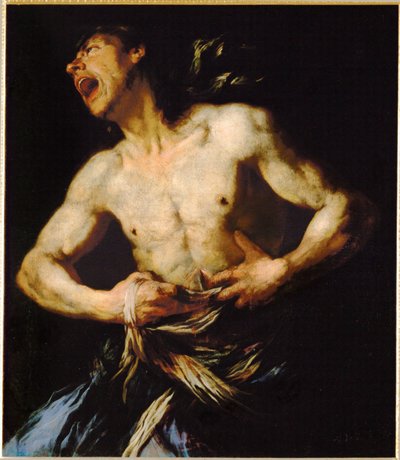 Cato den yngres självmord (målning på duk) av Giambattista Langetti