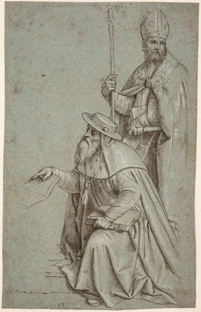 Sankt Hieronymus och Sankt Augustinus / Ambrosius av Giambattista Moroni