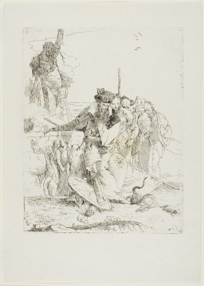 Sex personer som tittar på en orm, från Scherzi av Giambattista Tiepolo