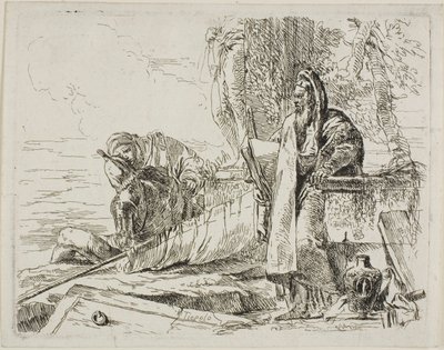 Stående filosof och två andra figurer, från Capricci av Giambattista Tiepolo