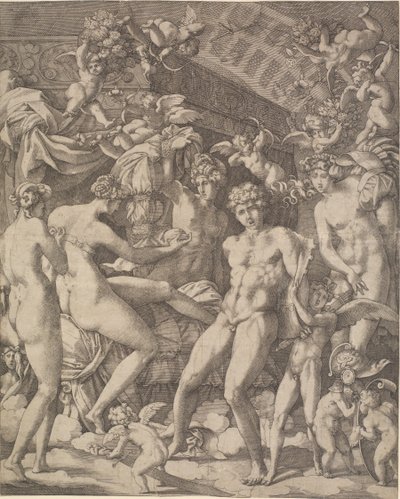 Venus och Mars med amoriner och tre nåder av Gian Jacopo Caraglio