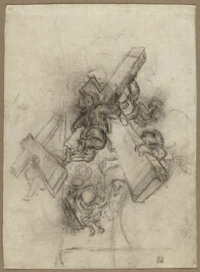 Putti bärande korset (recto); Studier av en hand (verso) av Gian Lorenzo Bernini