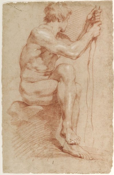 Sittande manlig nakenstudie av Gian Lorenzo Bernini