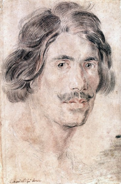 Självporträtt av Gian Lorenzo Bernini (Bernin) (1598 - 1680), italiensk skulptör, målare och arkitekt. National Prints and Drawings Department, Rom. av Gian Lorenzo Bernini