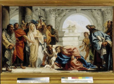Kristus och den äktenskapliga kvinnan (olja på duk) av Giovanni Domenico Tiepolo