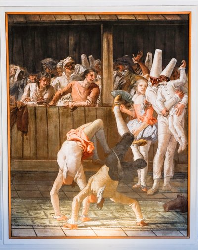 Akrobaternas grindstuga av Giandomenico (1727-1804) Tiepolo