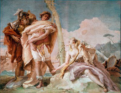Renaud överger Armide Illustration av en scen från Torquato Tassos "La Jerusalem delivree". Fresk av Giandomenico Tiepolo (1727-1804) 1757 sön 220x310 cm Vicenza, Villa Valmarana Italien av Giovanni Domenico Tiepolo