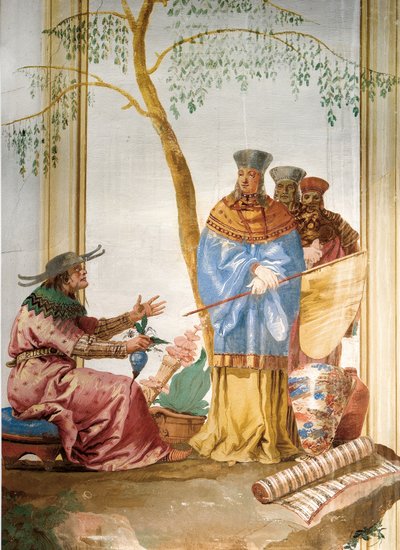 Detalj från fresk i det kinesiska rummet, i Foresteria, 1757 av Giovanni Domenico Tiepolo