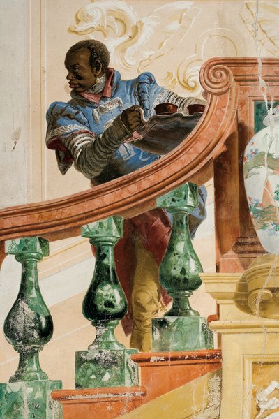 Morisk tjänare som håller en bricka, från rummet med karnevalsscener i Foresteria, 1757 av Giovanni Domenico Tiepolo