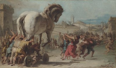 Processionen av den trojanska hästen till Troja, ca 1760 av Giovanni Domenico Tiepolo