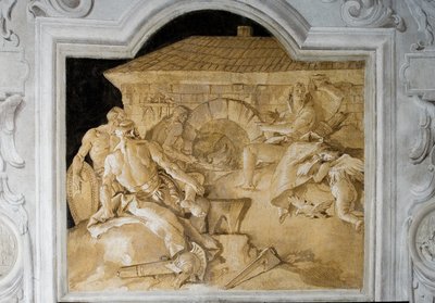 Vulcan in His Forge, från Aeneidens rum i Palazzina, 1757 av Giovanni Domenico Tiepolo