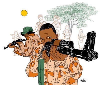 Militär Afrika, 2022 (digital) av Gianluca Costantini