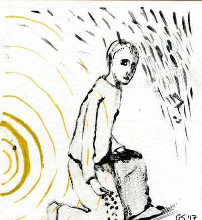 Between the Sun and the Rain, 2017 (olja på papper) av Gigi Sudbury
