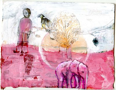 Wood Pigeon and Elephant, 2014 (blandade media) av Gigi Sudbury