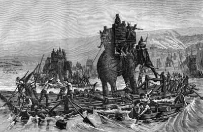 Hannibal korsar Rhone, 218 f.Kr. 1882-1884 av Gilbert