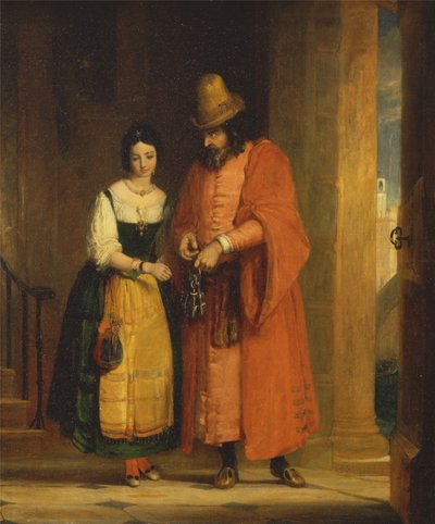 Shylock och Jessica ur "Köpmannen i Venedig", II, ii av Gilbert Stuart Newton