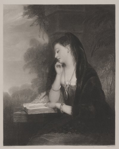 Den eftertänksamma (akvatint) av Gilbert Stuart Newton