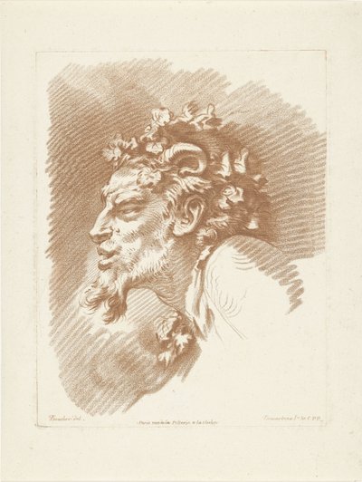 Satyrhuvud av Gilles Demarteau