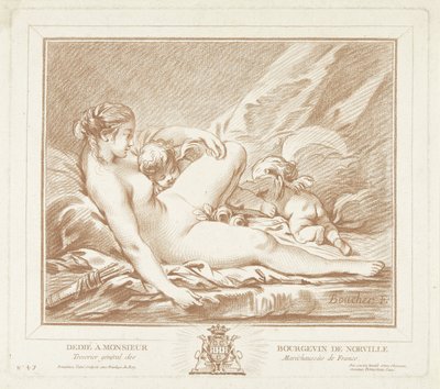 Liggende Venus träffade Amor en Anteros av Gilles Demarteau
