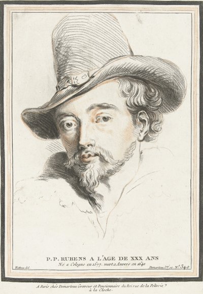 Porträtt av Peter Paul Rubens vid 30 års ålder av Gilles Demarteau