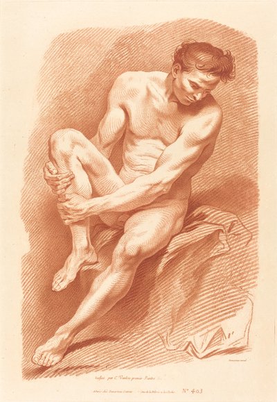 Akademi av Gilles Demarteau, the Elder after Carle Van Loo