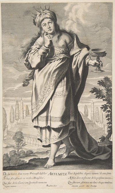 Artemis, ca. 1639-40. Skapare: Gilles Rousselet, Abraham Bosse. av Gilles Rousselet and Abraham Bosse