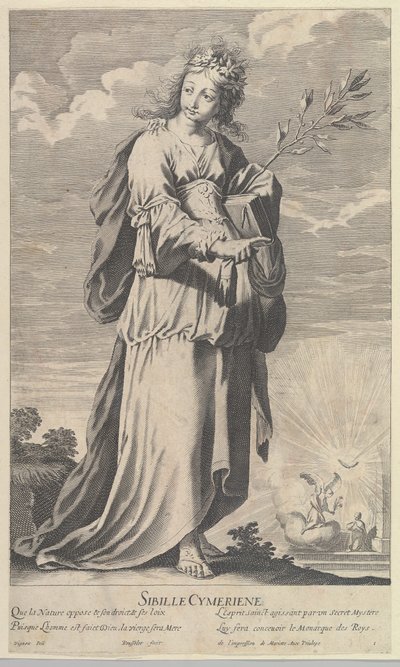 Cimmerian Sibyl, ca. 1635. Skapare: Gilles Rousselet, Abraham Bosse. av Gilles Rousselet and Abraham Bosse
