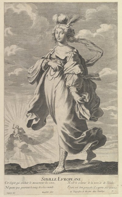 European Sibyll, ca. 1635. Skapare: Gilles Rousselet, Abraham Bosse. av Gilles Rousselet and Abraham Bosse