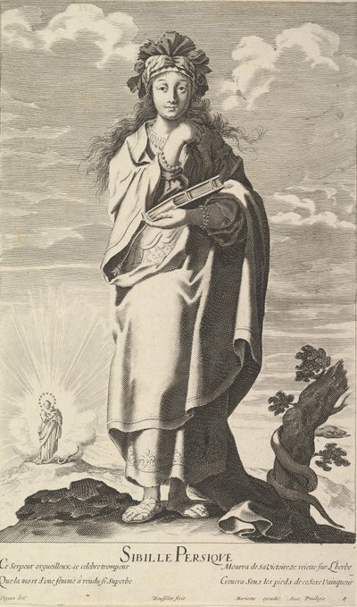 Persiska Sibylla, ca. 1635. Skapare: Gilles Rousselet, Abraham Bosse. av Gilles Rousselet and Abraham Bosse