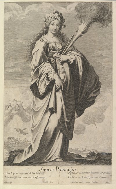 Frygiska sibylla, ca. 1635. Skapare: Gilles Rousselet, Abraham Bosse. av Gilles Rousselet and Abraham Bosse