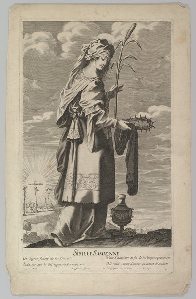 Samian Sibyl, ca. 1635. Skapare: Gilles Rousselet, Abraham Bosse. av Gilles Rousselet and Abraham Bosse