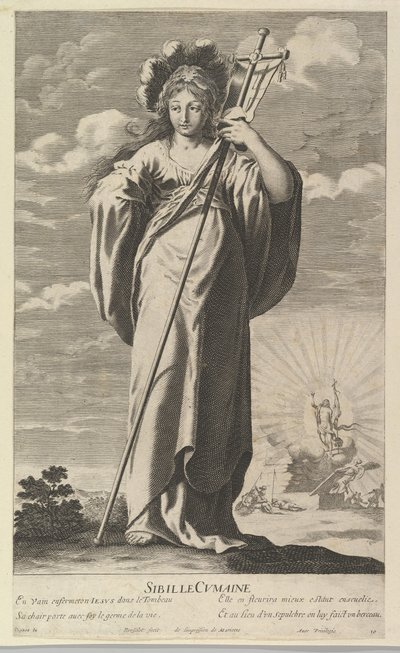 Sibylla av Cumae, ca. 1635. Skapare: Gilles Rousselet, Abraham Bosse. av Gilles Rousselet and Abraham Bosse