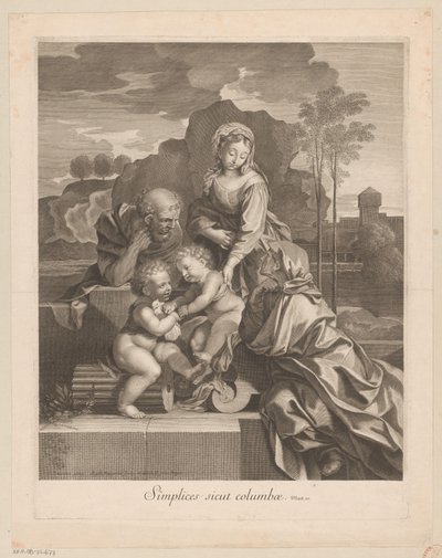Helig familj med Elizabeth och Johannes Döparen med duva av Gilles Rousselet