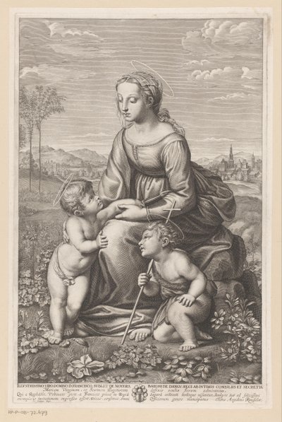 Maria med barn och Johannes Döparen i ett ängslandskap av Gilles Rousselet