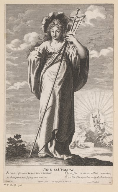Sibylla av Cumae, med Kristi uppståndelse i bakgrunden Sibyl Cumaine (titel på objekt) Sibyls (serietitel) Les Sibylles (serietitel) av Gilles Rousselet