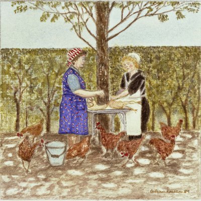 Coq au Vin, 1989 (akvarell på papper) av Gillian Lawson