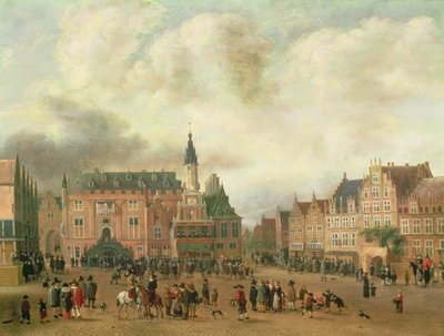 Meddelande om freden i Breda på Grote Markt i Haarlem, ca 1667 av Gillis Rombouts