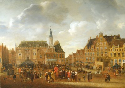 Meddelandet om fredsfördraget i Munster 1648 från balkongen i rådhuset i Haarlem av Gillis Rombouts