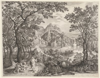 Elisha förbannar Betels barn som slukas av björnarna, 1602. av Gillis van Coninxloo