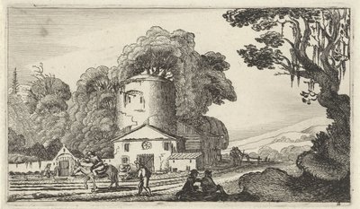 Landskap med ett torn Tolv landskap med figurer (serietitel) av Gillis van Scheyndel (I)