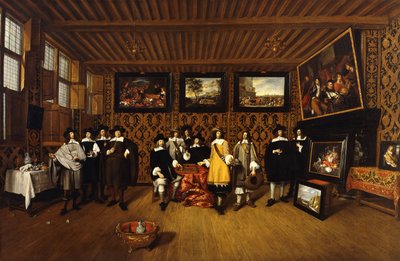 Ett gruppporträtt av tolv herrar i en interiör, 166- av Gillis van Tilborgh