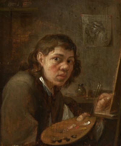 Självporträtt i studion, ca. 1645. av Gillis van Tilborgh the younger