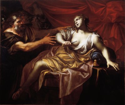 Lucretias självmord (olja på duk) av Gio Raffaele Badaracco