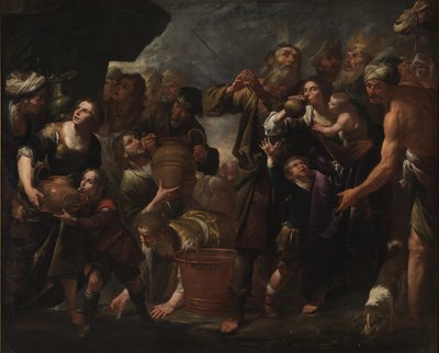 Moses hämtar vatten från klippan av Gioacchino Assereto
