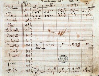 Första sidan med autograf av partitur för akt II av operan Barberaren i Sevilla av Gioacchino Rossini av Gioachino Rossini