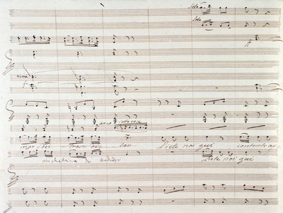 Sida med partitur av Le Comte Ory med handskrivna rättelser av Gioacchino Rossini av Gioachino Rossini