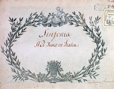 Sida med partitur av symfonin i Turkiet i Italien av Gioacchino Rossini av Gioachino Rossini