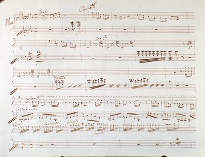 Sida med partitur av violin för symfoni i Askungen, eller Goodness Triumphant av Gioacchino Rossini av Gioachino Rossini