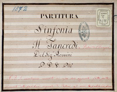 Noter till den reducerade symfonin för Tancredis piano, opera av Gioacchino Rossini av Gioachino Rossini
